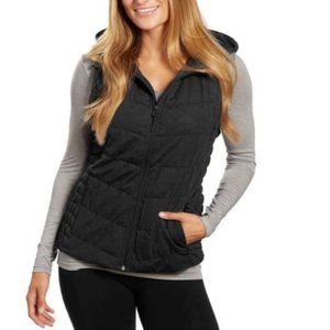 Be By Blanc Noir Women's Large Hooded Puffer Vest Full Zip Two Side Pockets Gray